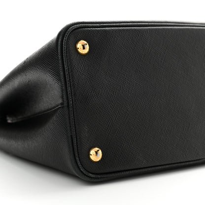 Prada Saffiano Cuir Small Double Bag Black Fuoco 8 of 16