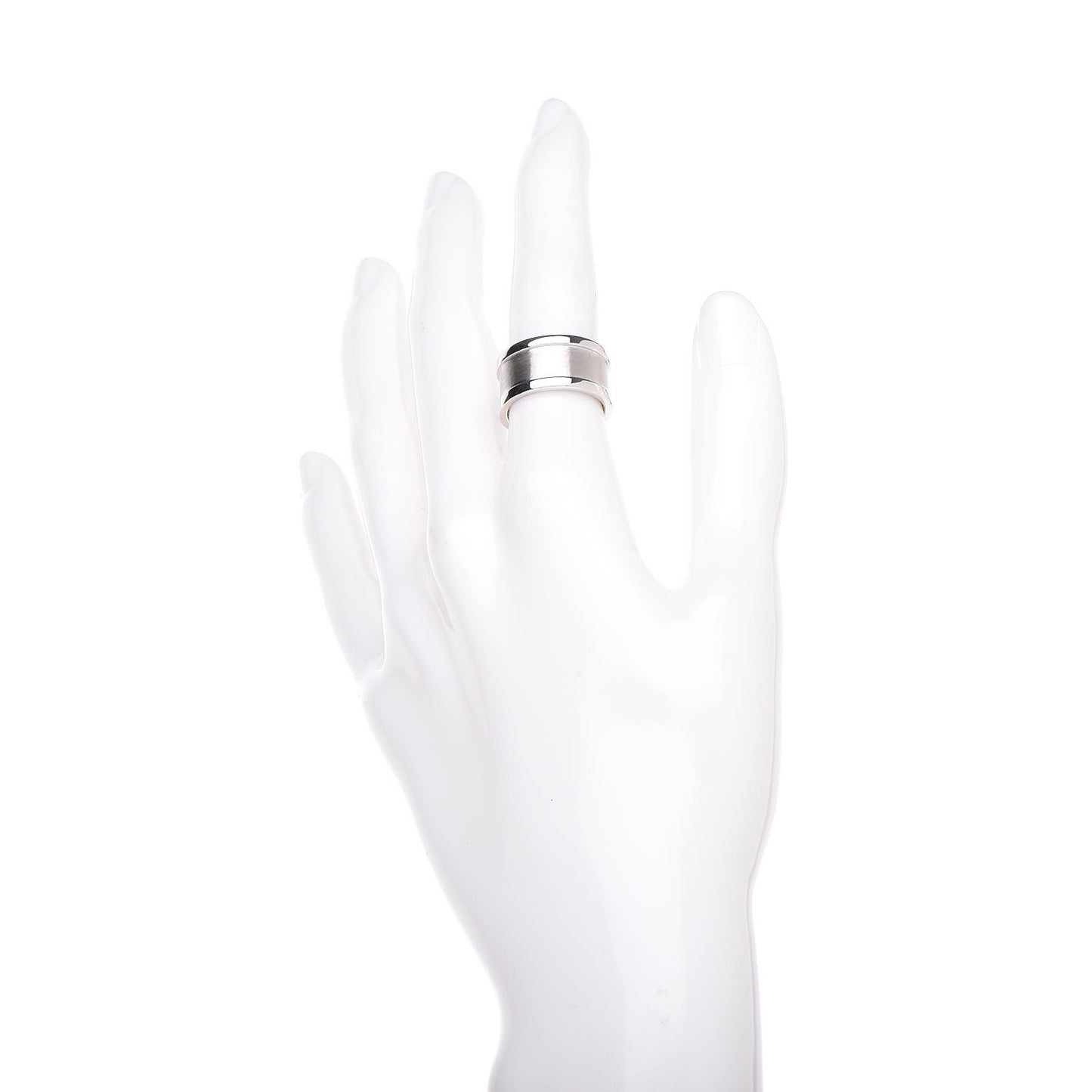 18K White Gold 10mm Logo De Ring 49 4.75