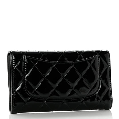 Chanel Patent Quilted Large Flap Wallet Black 3 of 8