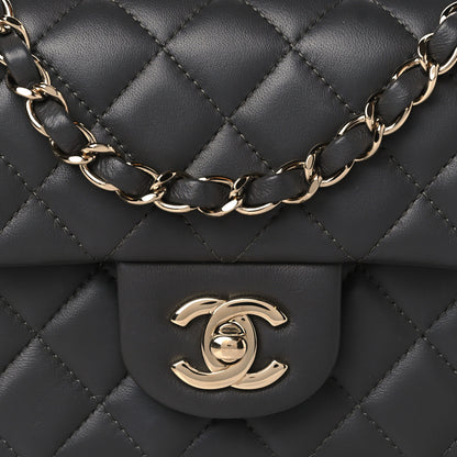 Chanel Lambskin Quilted Mini Rectangular Flap Dark Grey 10 of 11