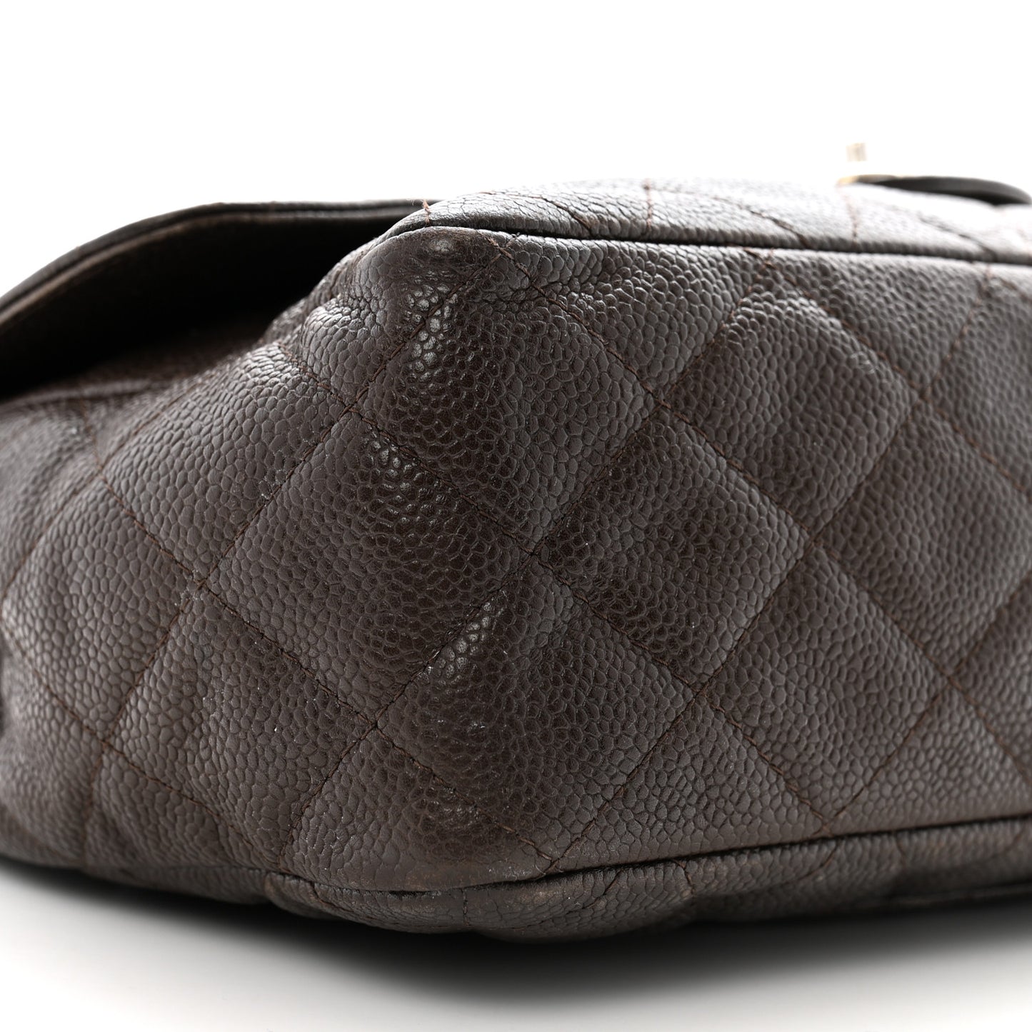 Caviar Quilted Jumbo Single Flap Dark Brown