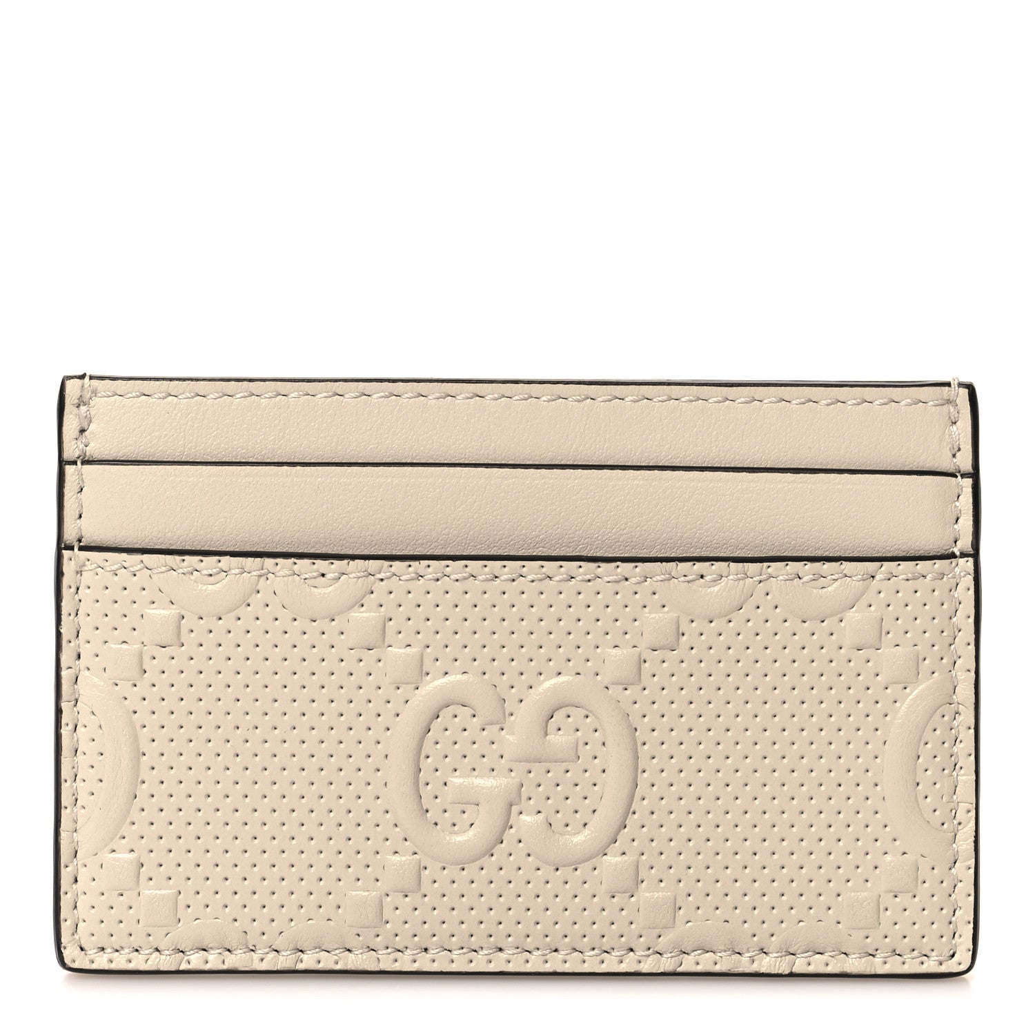 Gucci Calfskin GG Tennis Embossed Card Holder Mystic White 1 of 7