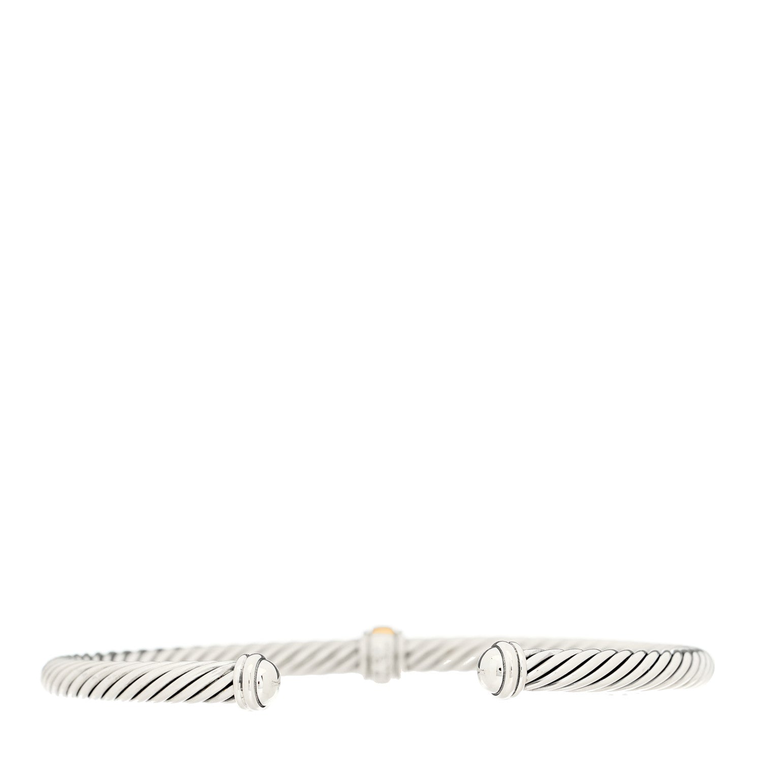 David Yurman Sterling Silver 18K Yellow Gold 4mm Station Cable Bracelet 2 of 3