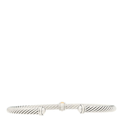 David Yurman Sterling Silver 18K Yellow Gold 4mm Station Cable Bracelet 2 of 3