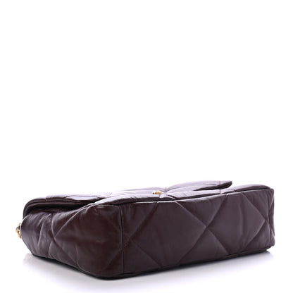 Chanel Shiny Goatskin Quilted Large Chanel 19 Flap Burgundy 3 of 4