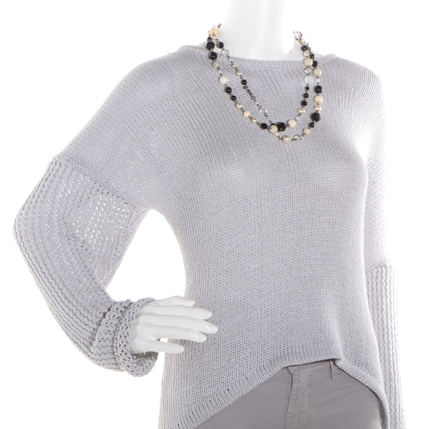 Pearl Crystal CC Beaded Long Necklace