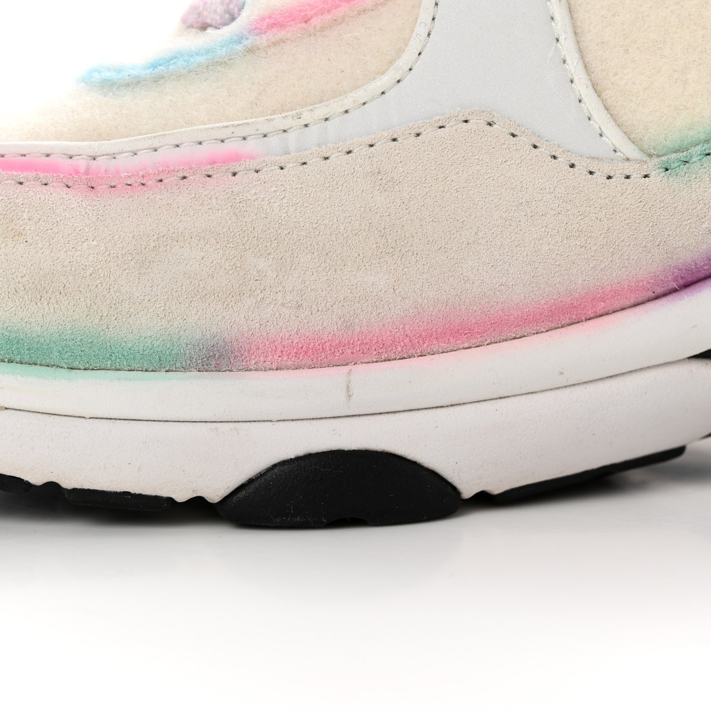 Wool Suede Calfskin CC Sneakers 38.5 Multicolor