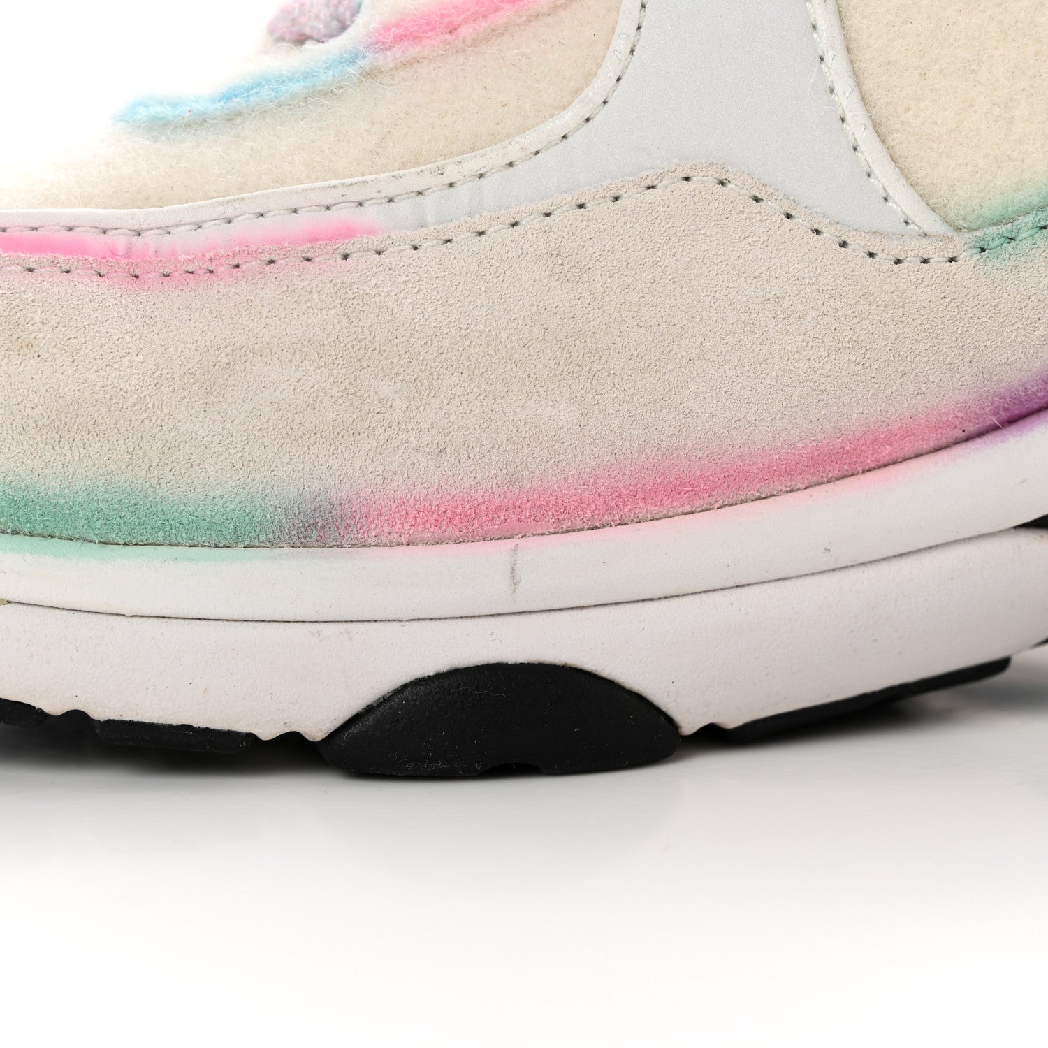 Chanel Wool Suede Calfskin CC Sneakers 38.5 Multicolor 11 of 12