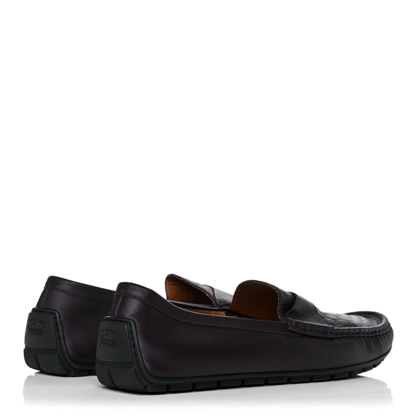Calfskin Miro Soft Microguccissima Mens Driver Loafers 12 Dark Brown