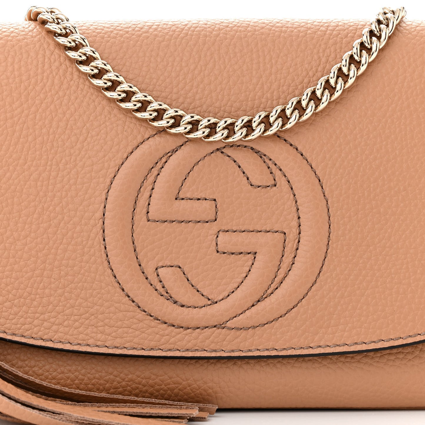Pebbled Calfskin Medium Soho Flap Crossbody Camelia