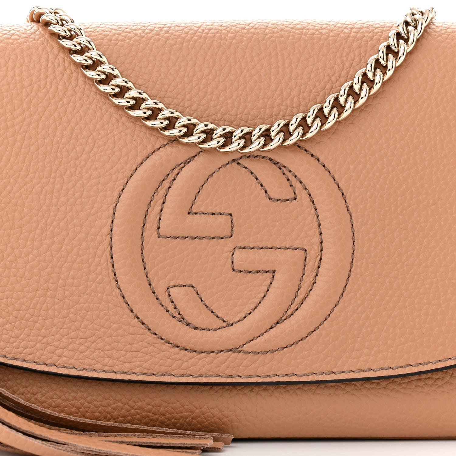 Gucci Pebbled Calfskin Medium Soho Flap Crossbody Camelia 8 of 10