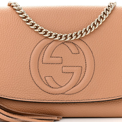 Gucci Pebbled Calfskin Medium Soho Flap Crossbody Camelia 8 of 10