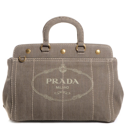 Prada Denim Logo Tote Militare 1 of 10