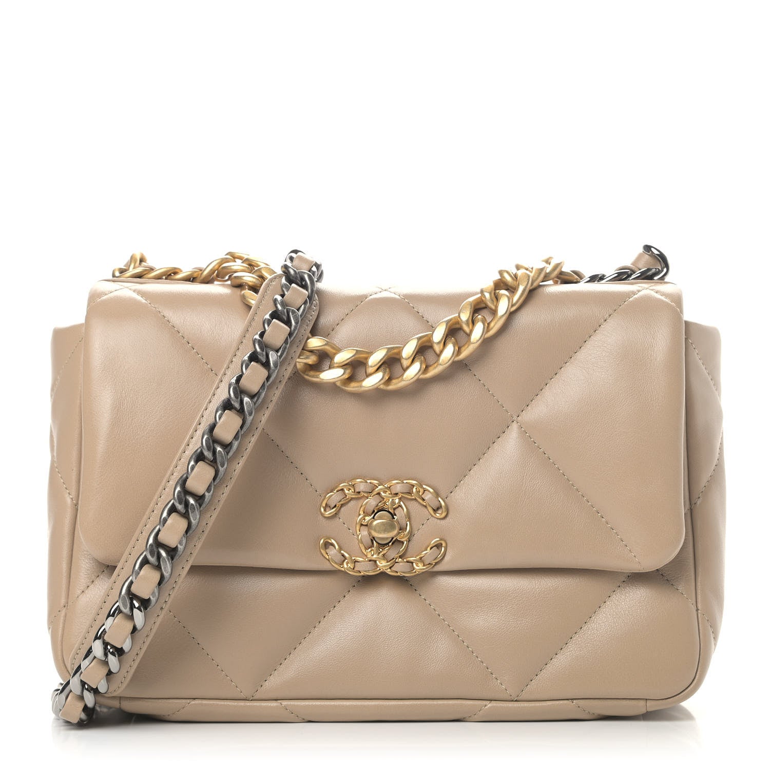 Chanel Lambskin Quilted Medium Chanel 19 Flap Dark Beige 1 of 4