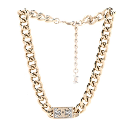 Chanel Crystal CC Chain Link Choker Necklace Gold 3 of 7