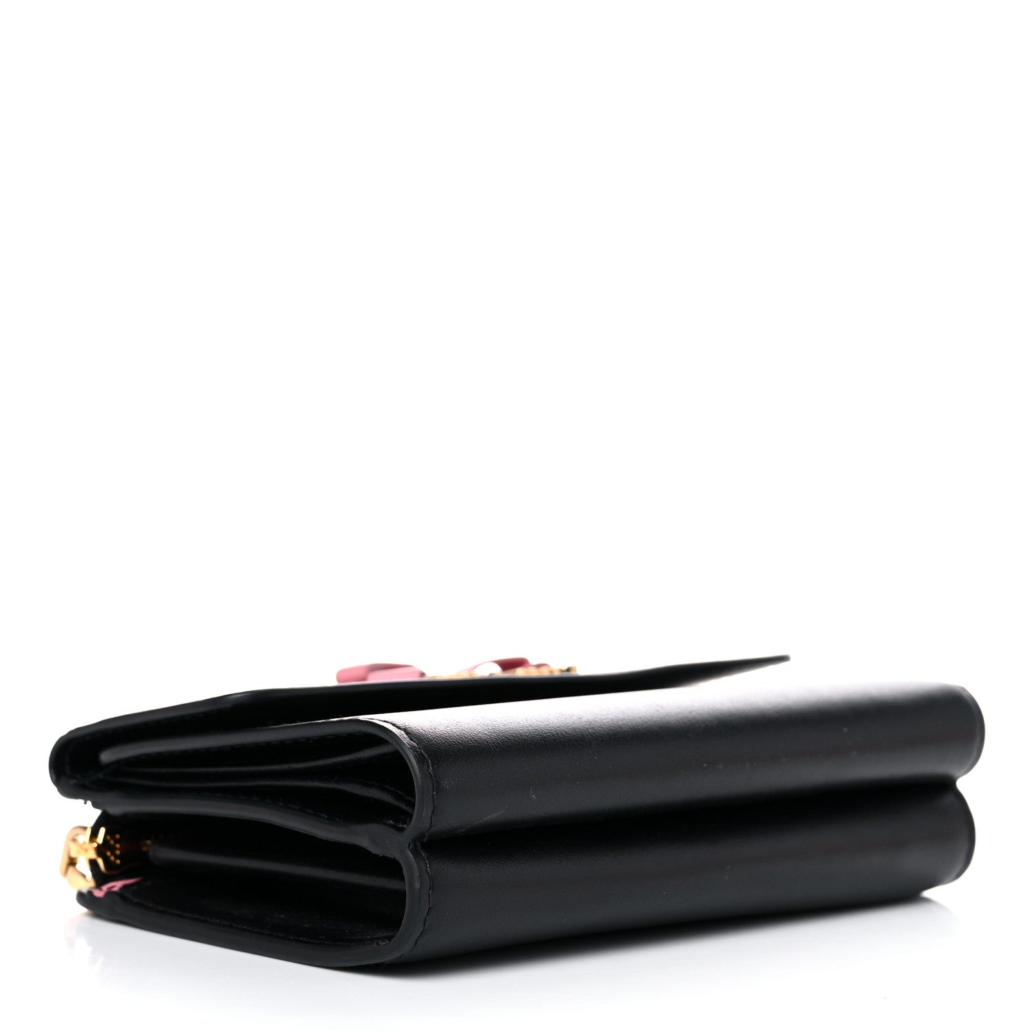 Miu Miu Soft Calfskin Bow Bi-Fold Wallet Black 4 of 9
