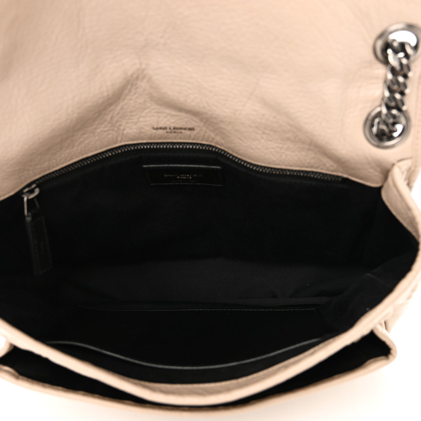 Crinkled Calfskin Matelasse Monogram Medium Niki Chain Satchel Gold Sand