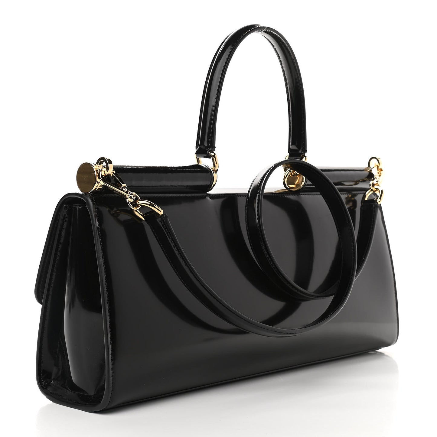 Shiny Calfskin 90's Sicily Bag Black