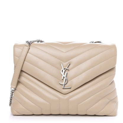 Saint Laurent Calfskin Y Quilted Monogram Medium Loulou Chain Satchel Dark Beige 1 of 11
