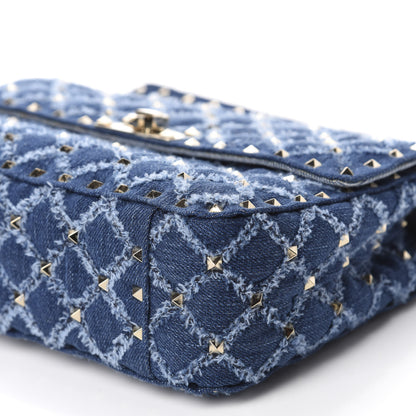 Valentino Garavani Denim Medium Rockstud Spike Shoulder Bag Denim 7 of 9