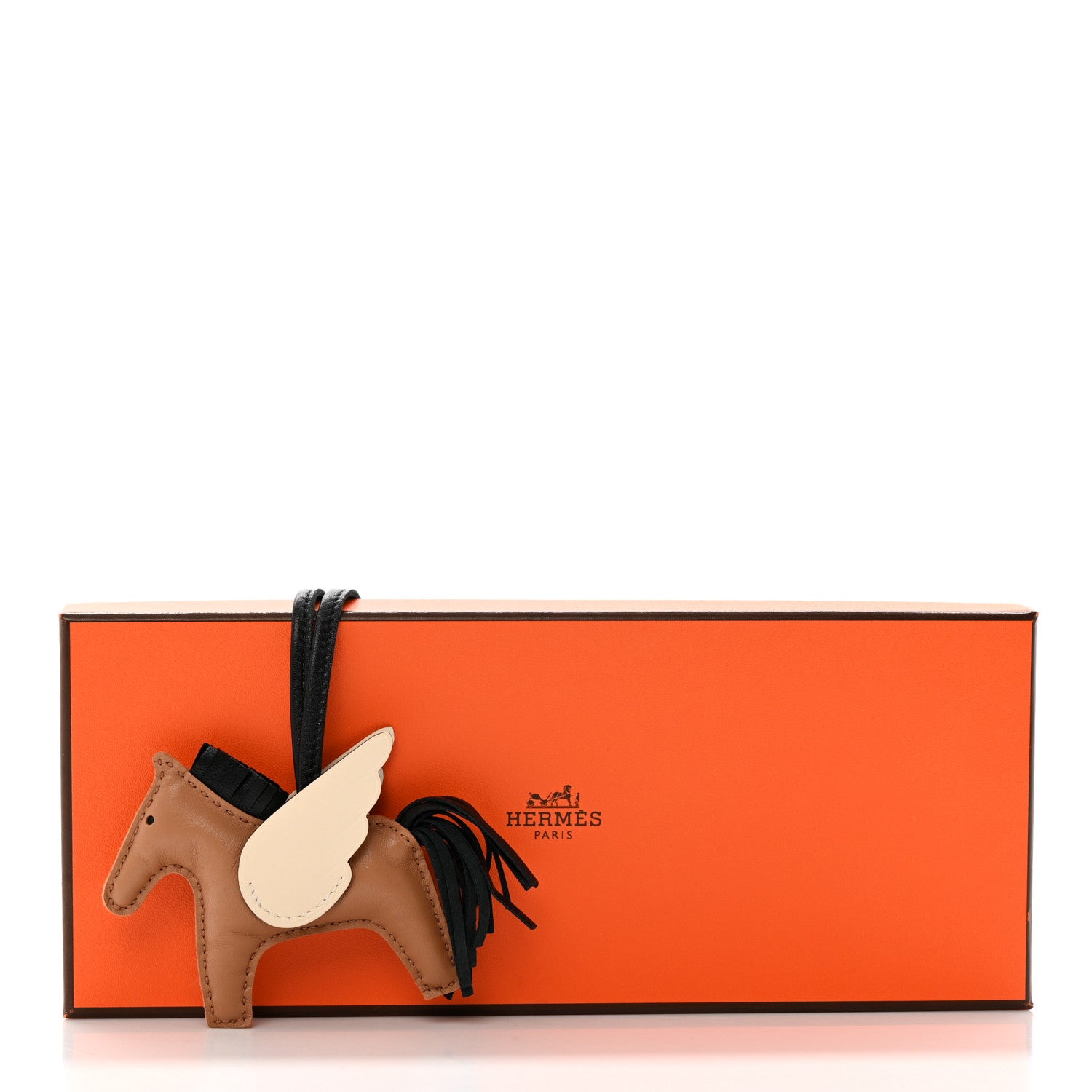 Hermes Milo Lambskin Grigri Rodeo Pegase Horse Bag Charm PM Sesame Black Nata 5 of 5