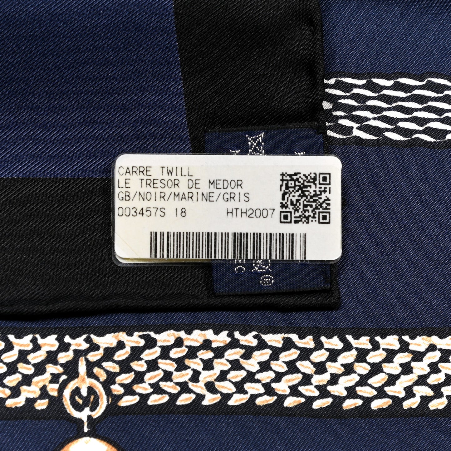 Silk Le Tresor De Medor Scarf 90 Black Bleu Marine Gris