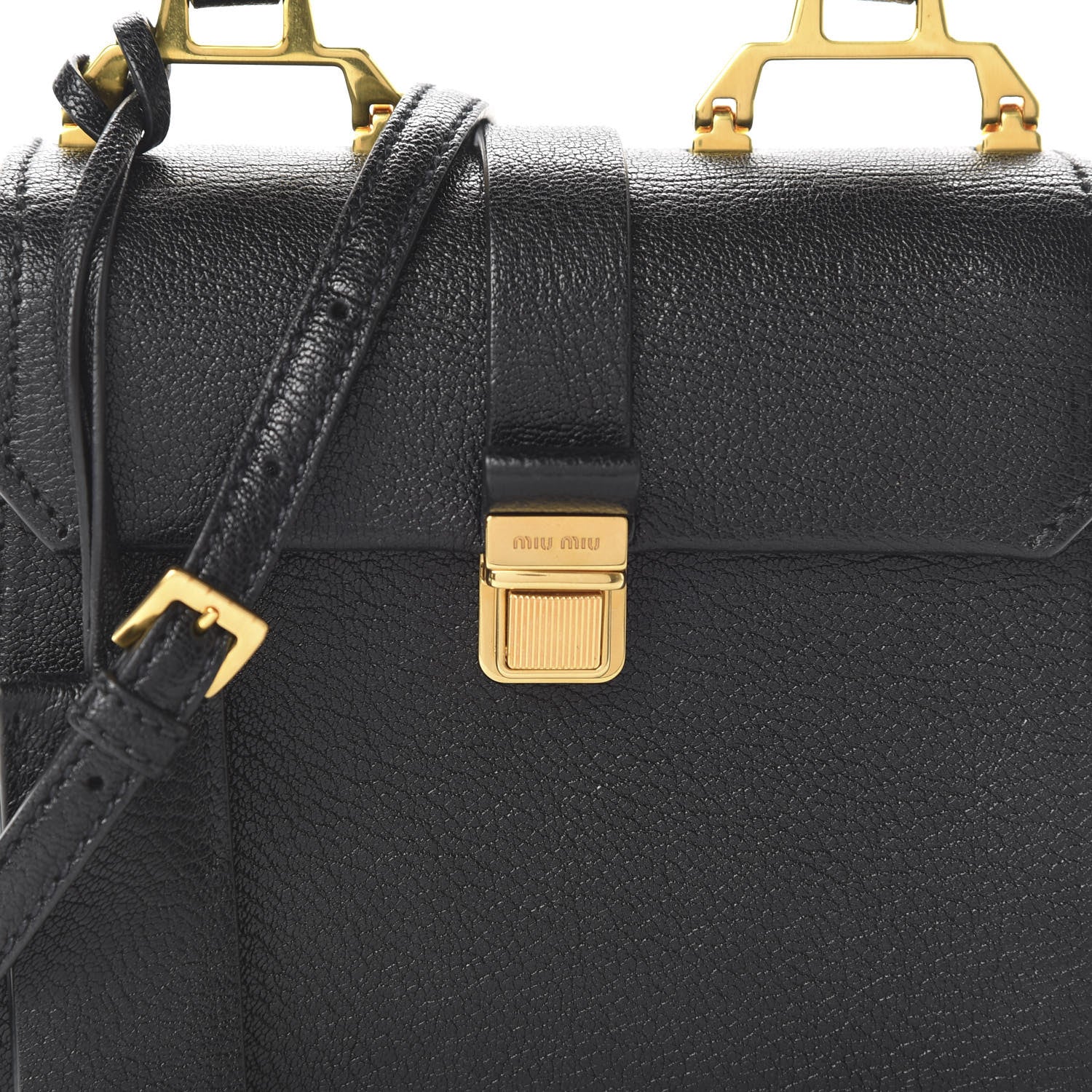 Miu Miu Goatskin Bandoliera Madras Shoulder Bag Black 9 of 9