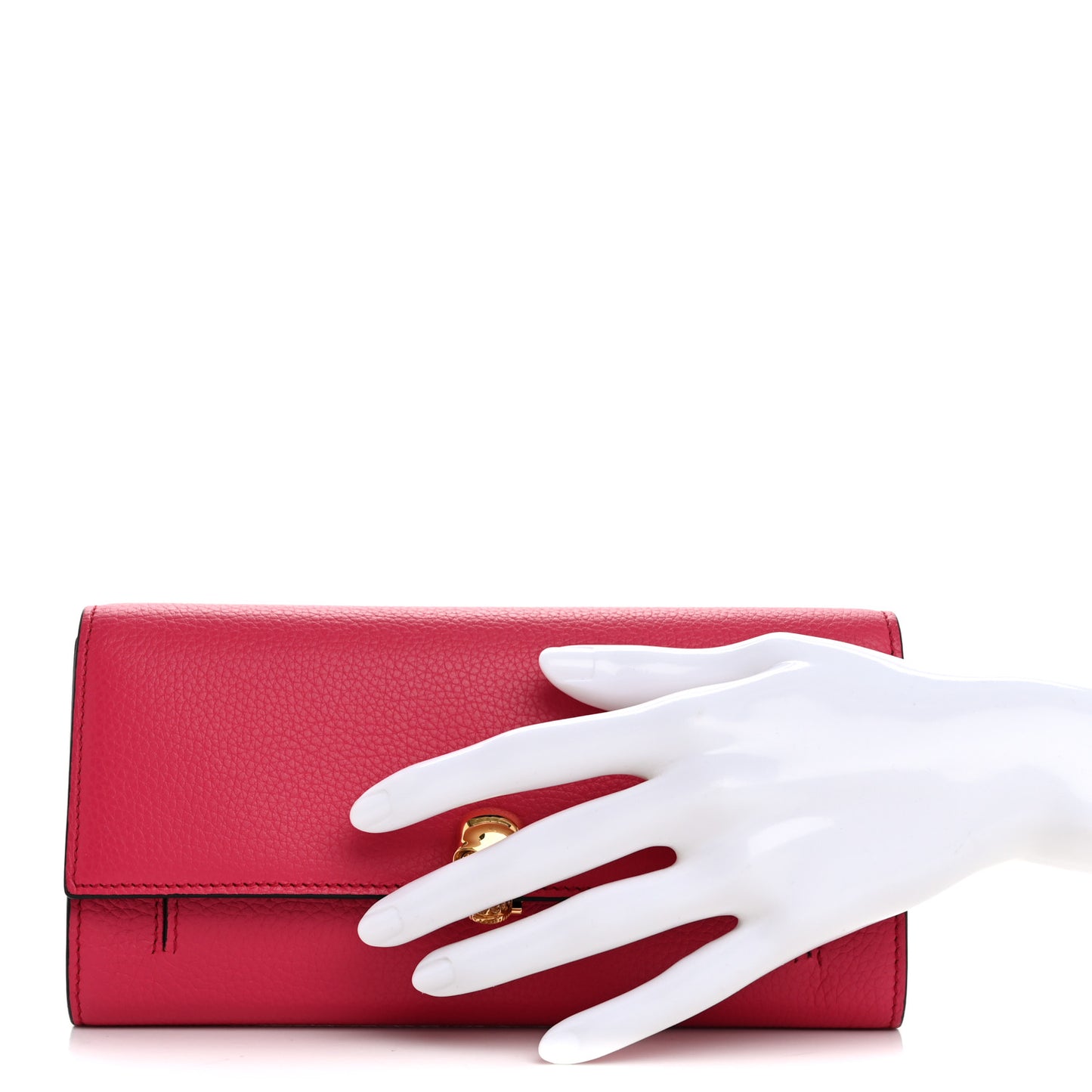 Pebbled Calfskin Skull Wallet on Chain Pink