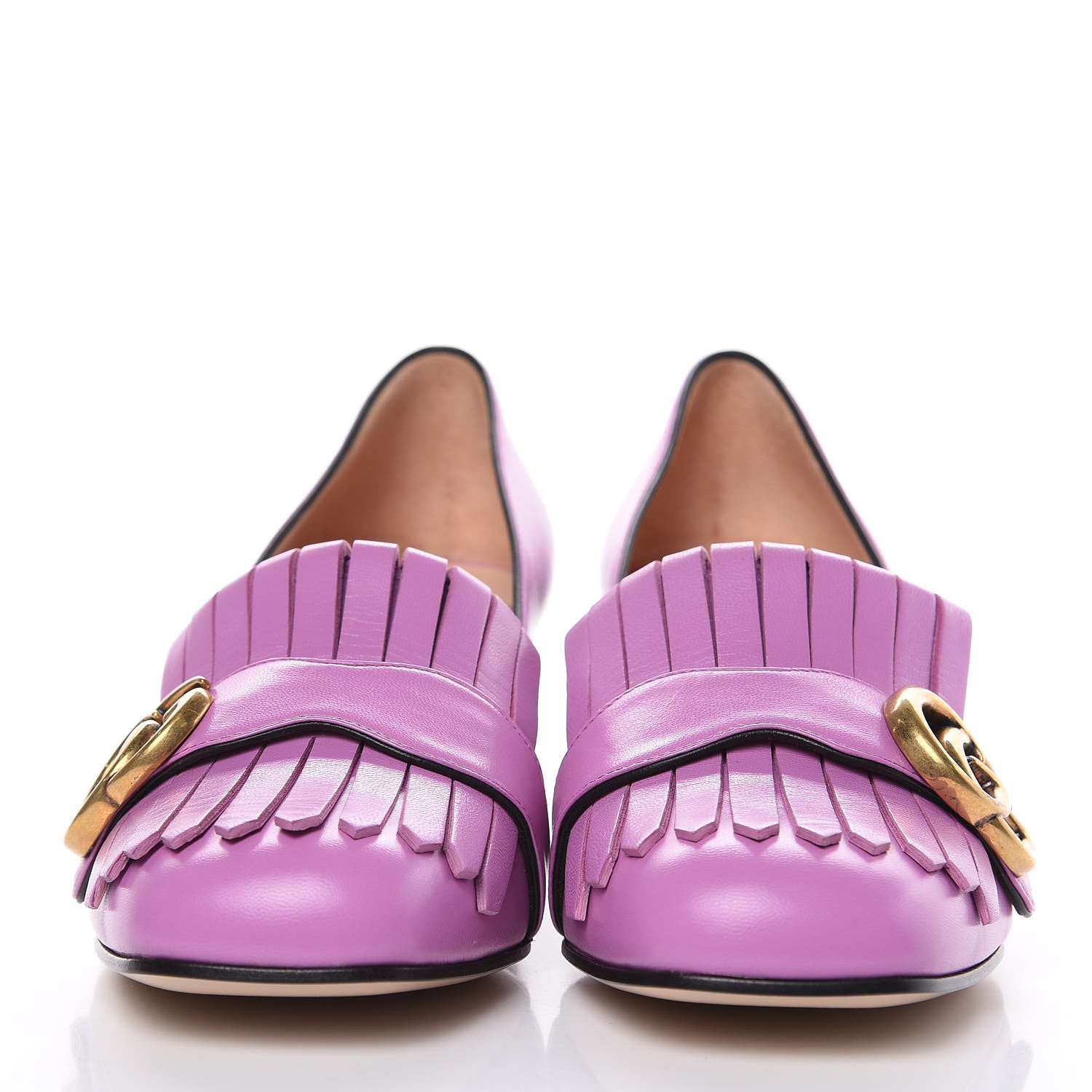 Gucci Malaga Kid GG Marmont Fringe 50mm Loafer Pumps 35.5 Candy Mousse 2 of 9