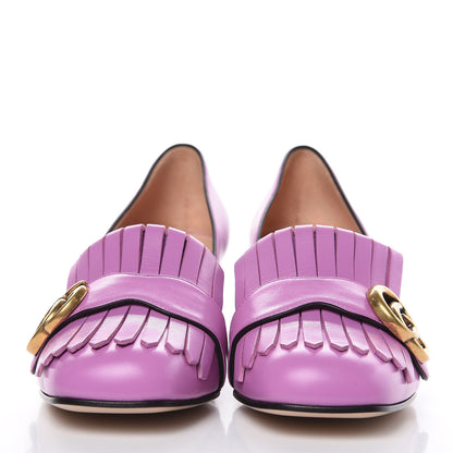 Gucci Malaga Kid GG Marmont Fringe 50mm Loafer Pumps 35.5 Candy Mousse 2 of 9