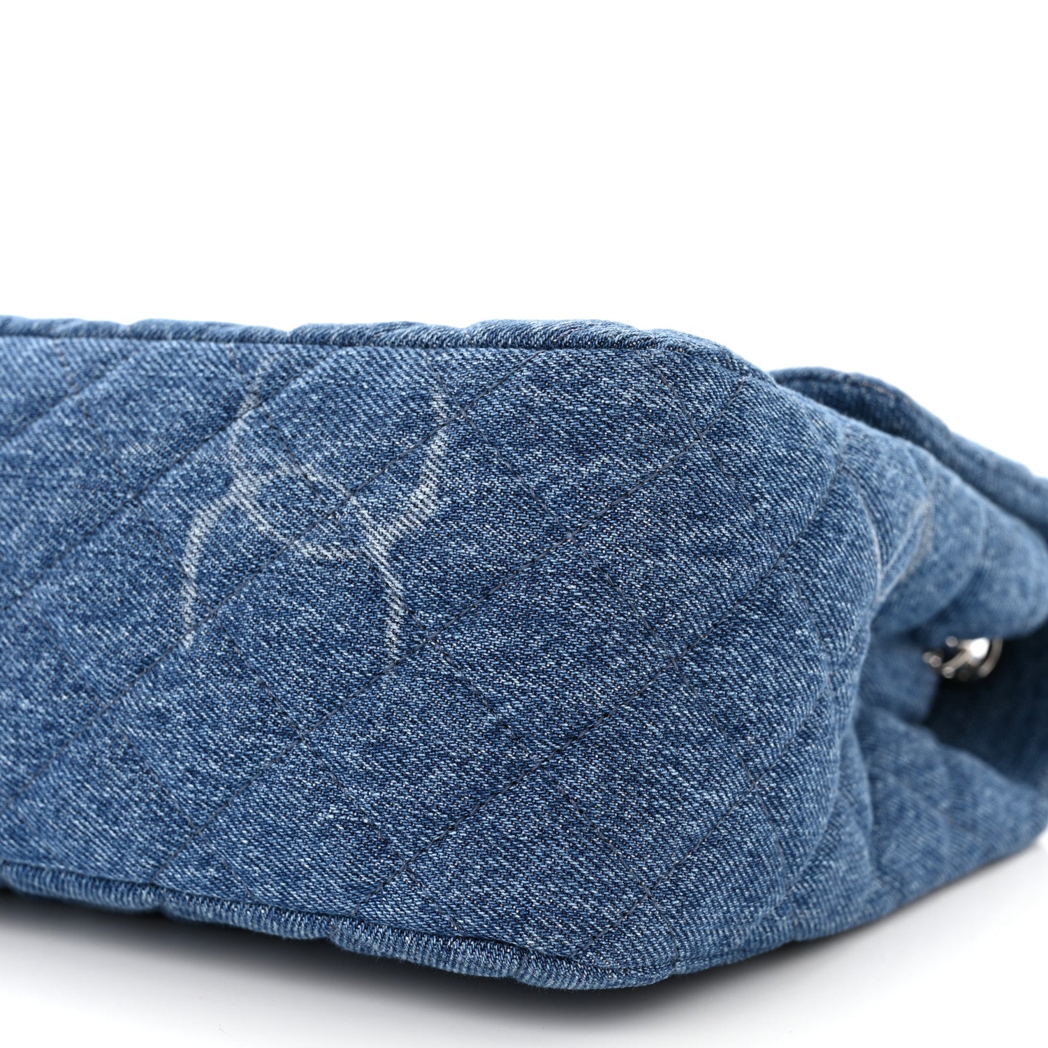 Chanel Denim Quilted CC Print Jumbo Single Flap Blue 10 of 11