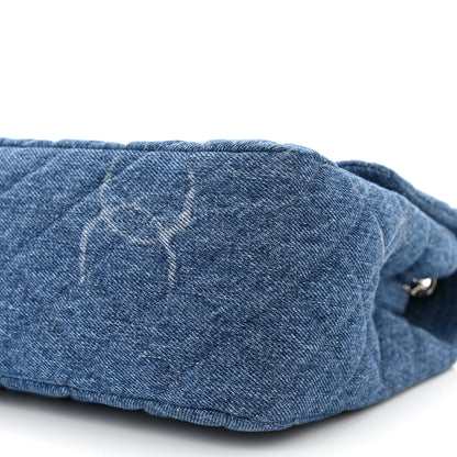 Chanel Denim Quilted CC Print Jumbo Single Flap Blue 10 of 11