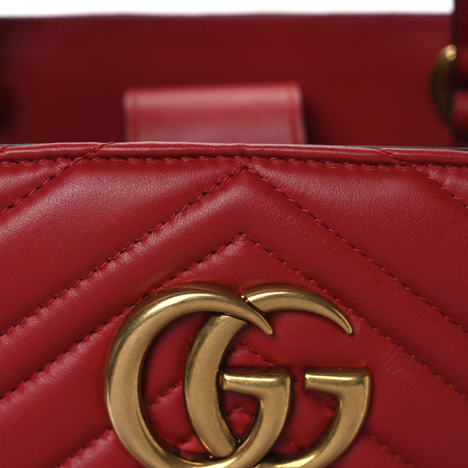 Gucci Calfskin Matelasse Medium GG Marmont Tote Hibiscus Red 8 of 10