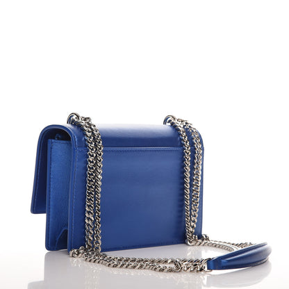 Saint Laurent Metallic Calfskin Monogram Sunset Chain Wallet Blue Royal 3 of 7