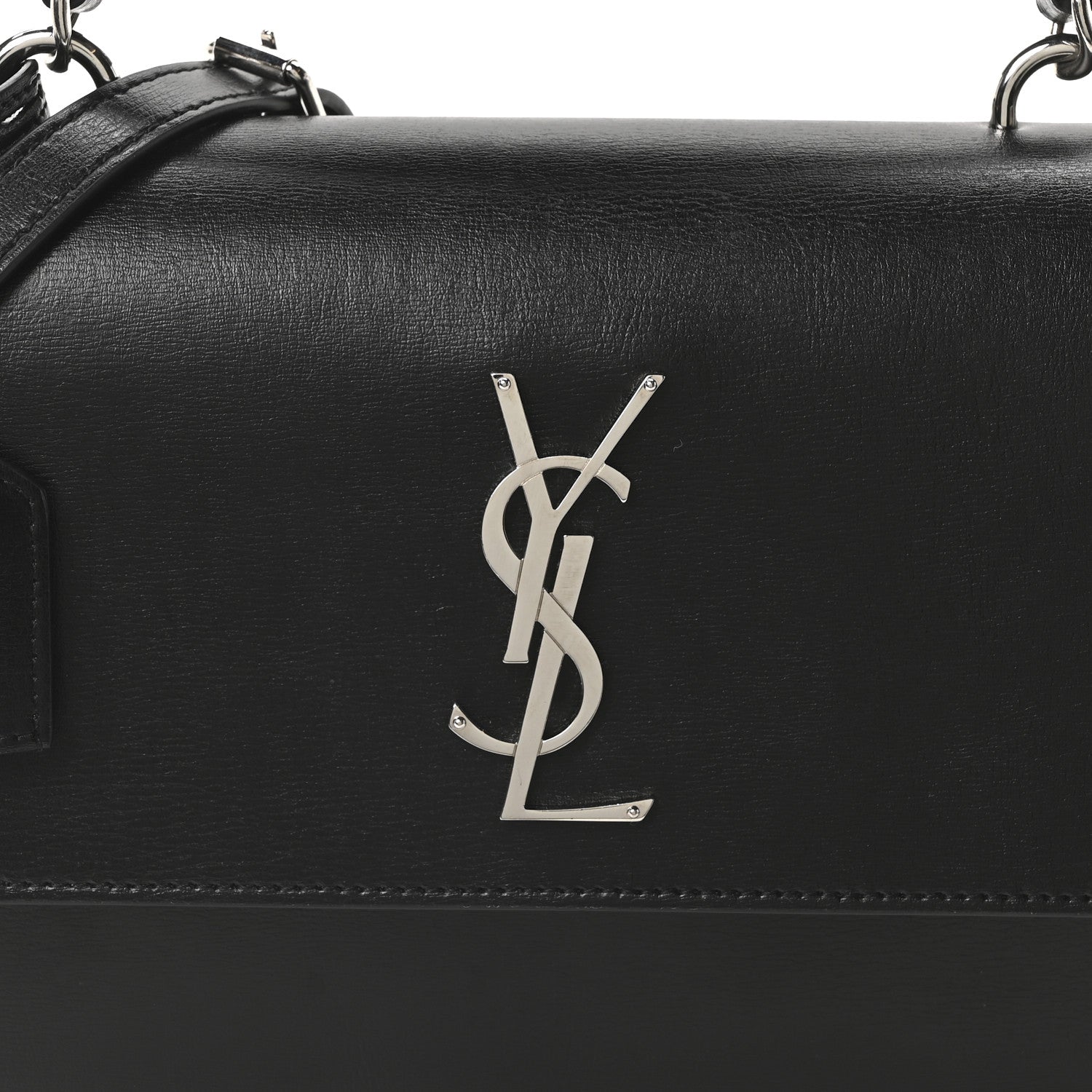 Saint Laurent Smooth Calfskin Medium Monogram Sunset Satchel Black 8 of 10