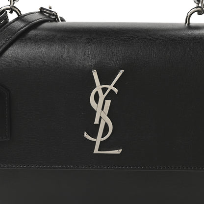 Saint Laurent Smooth Calfskin Medium Monogram Sunset Satchel Black 8 of 10