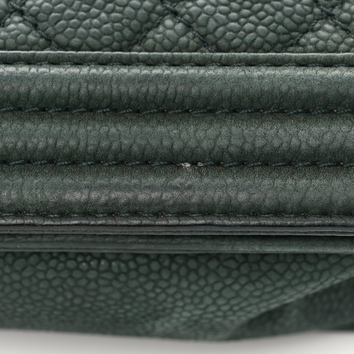 Iridescent Caviar Quilted Large Boy Flap Dark Green