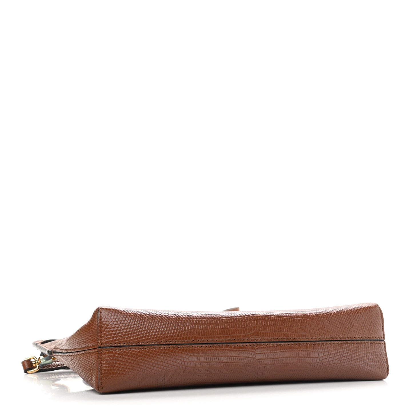 Lizard Embossed Deerskin Small Society Clutch Tan