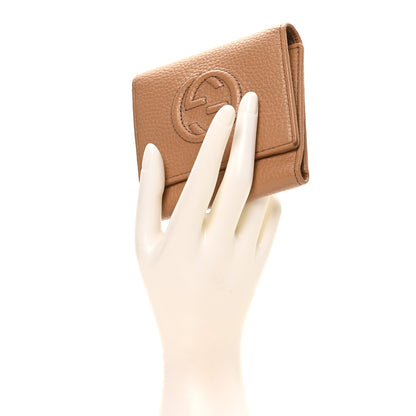 Gucci Pebbled Calfskin Soho Compact Flap Wallet Camelia 2 of 8