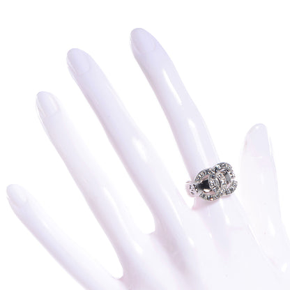 Chanel Crystal Baguette CC Logo Ring Silver 6 2 of 5