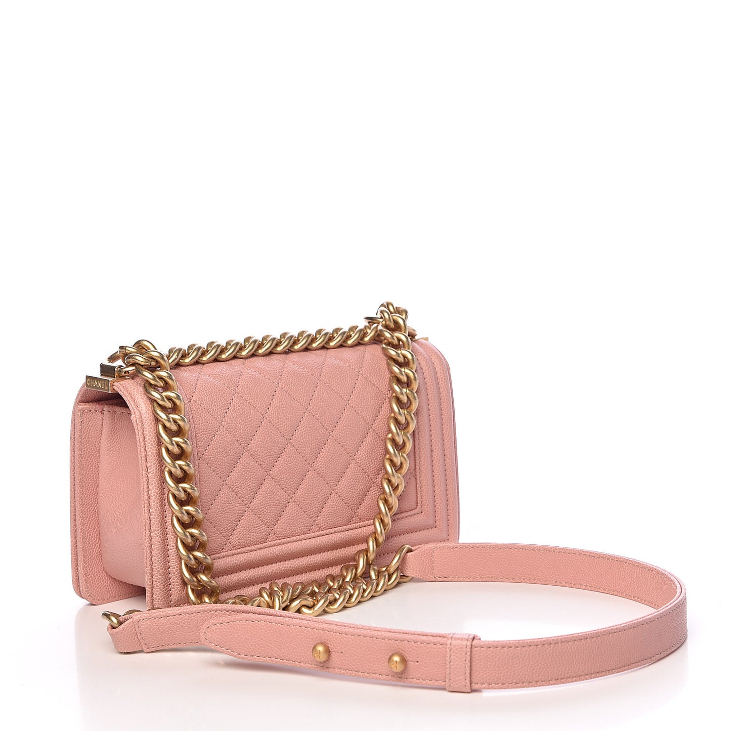 Caviar Quilted Small Boy Flap Light Pink