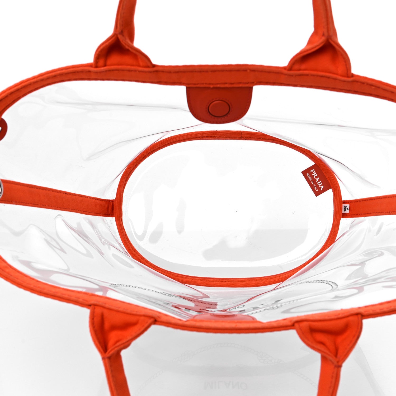 Prada Plexiglass Canapa Small Shopper Tote Arancio 4 of 9