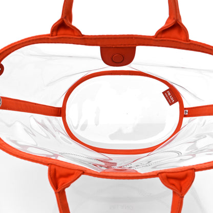 Prada Plexiglass Canapa Small Shopper Tote Arancio 4 of 9