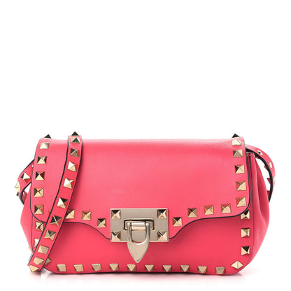 Valentino Garavani Vitello Mini Rockstud Flap Saddle Crossbody Bag Deep Rose 1 of 8