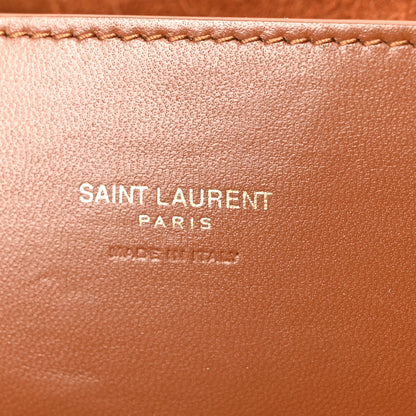 Saint Laurent Calfskin Crocodile Embossed Suede Medium Reversible Monogram Kate Satchel Military Taupe 6 of 10