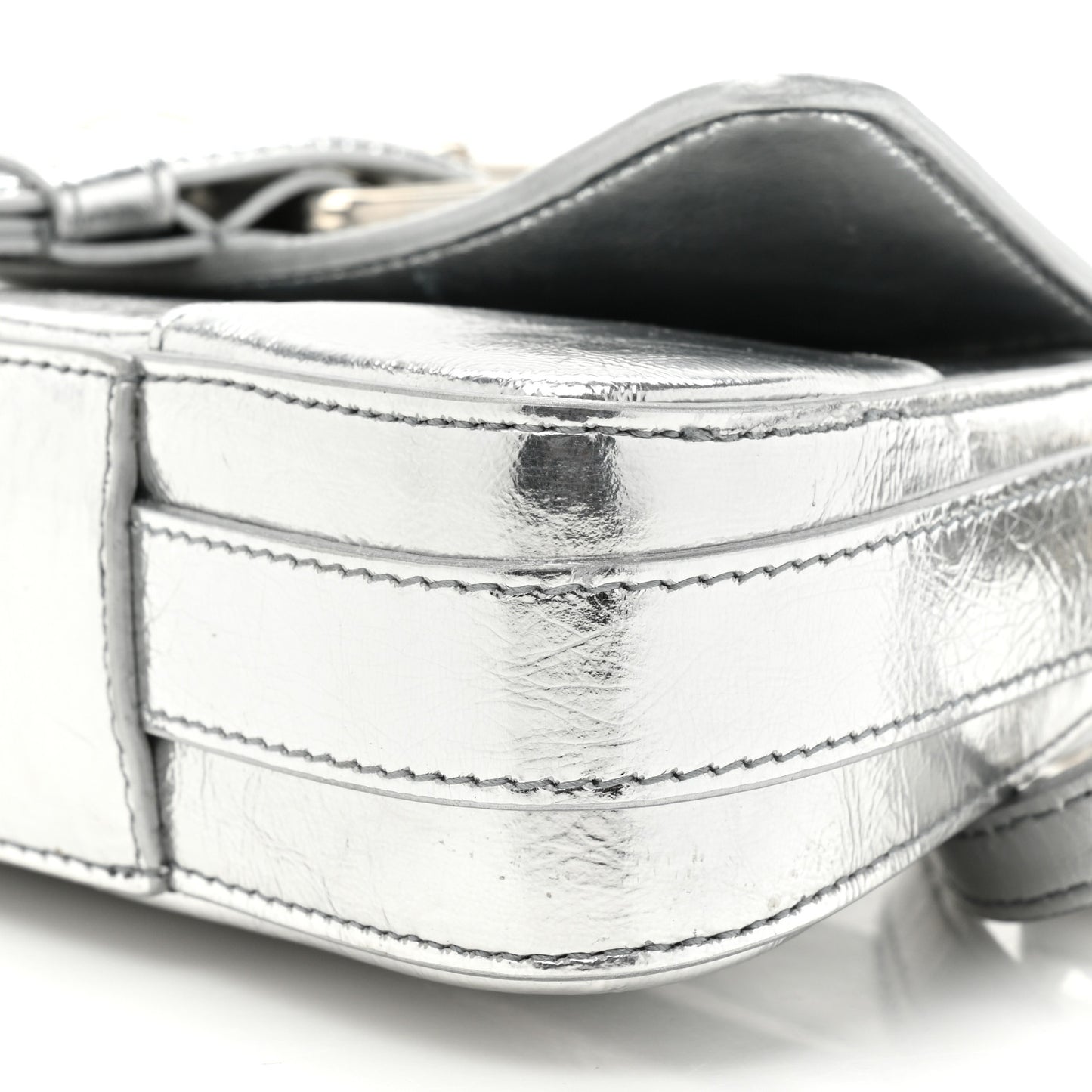 Smooth Metallic Calfskin Small Lindsay Shoulder Bag Silver