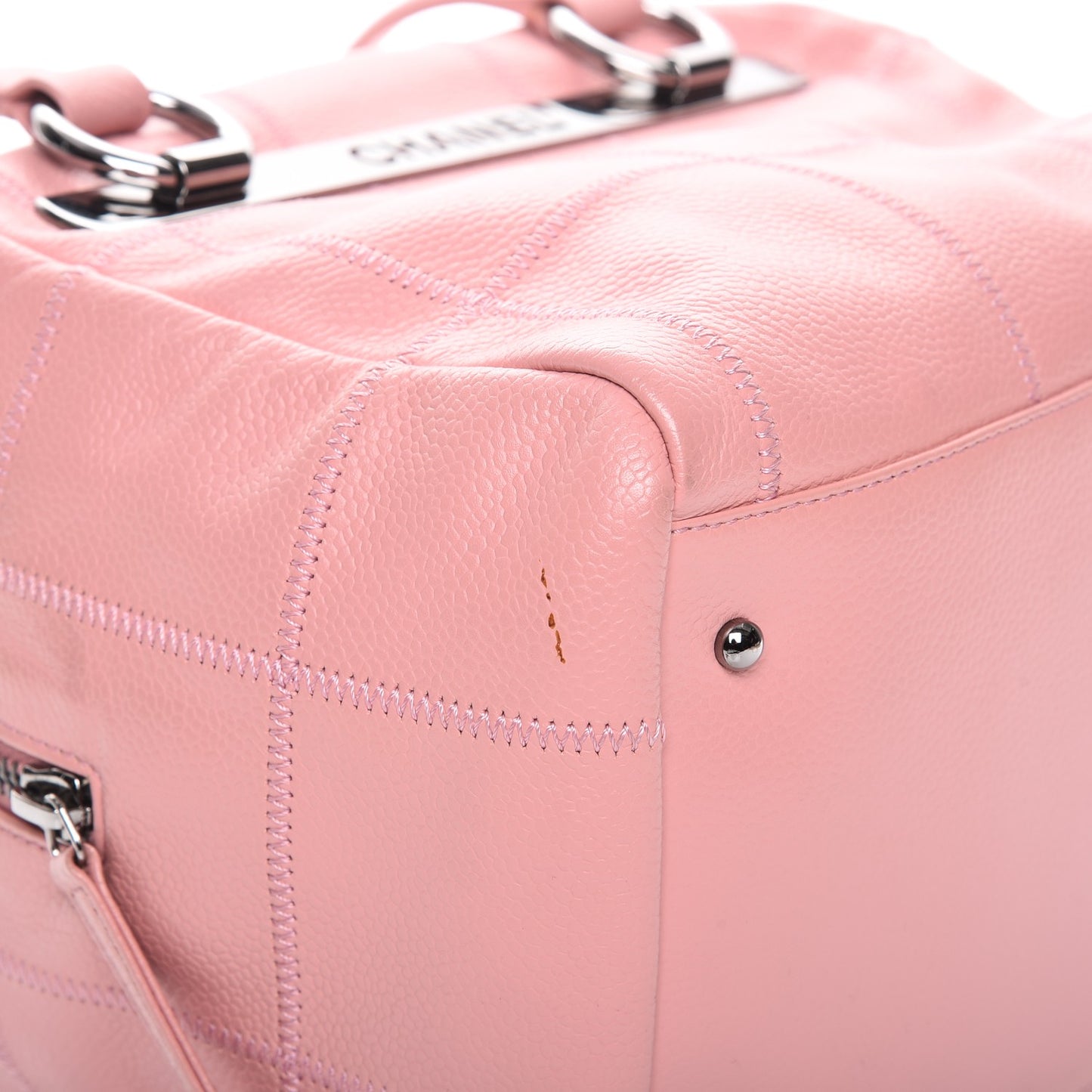 Caviar Square Stitched Bowler Pink