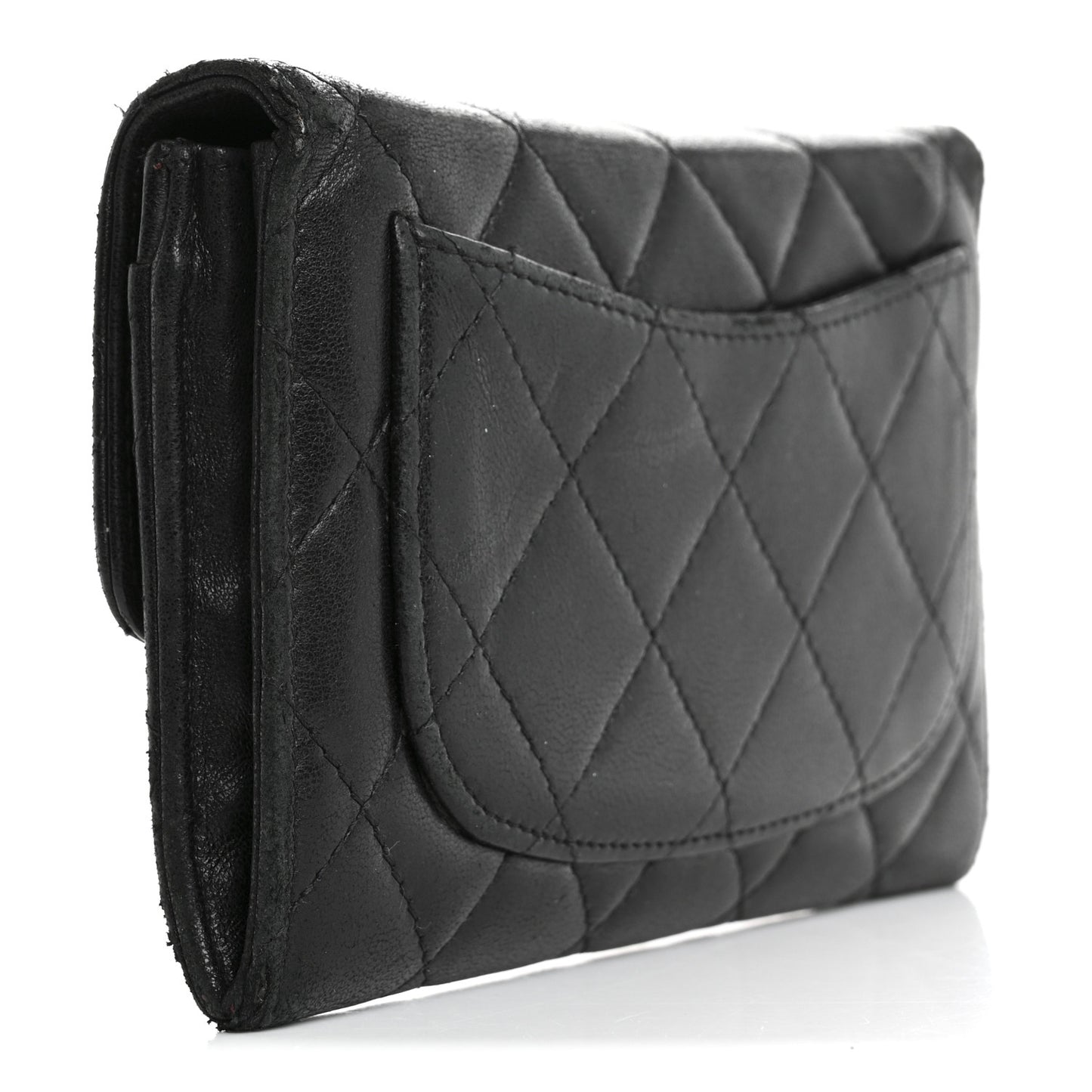 Lambskin Quilted Medium Flap Wallet Black