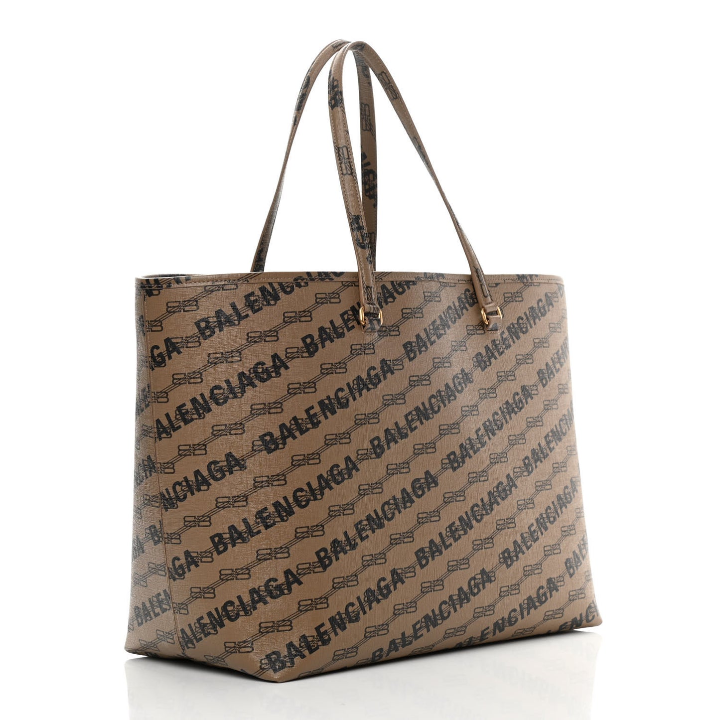 Coated Canvas BB Monogram Allover Logo Signature Tote Beige Brown Black