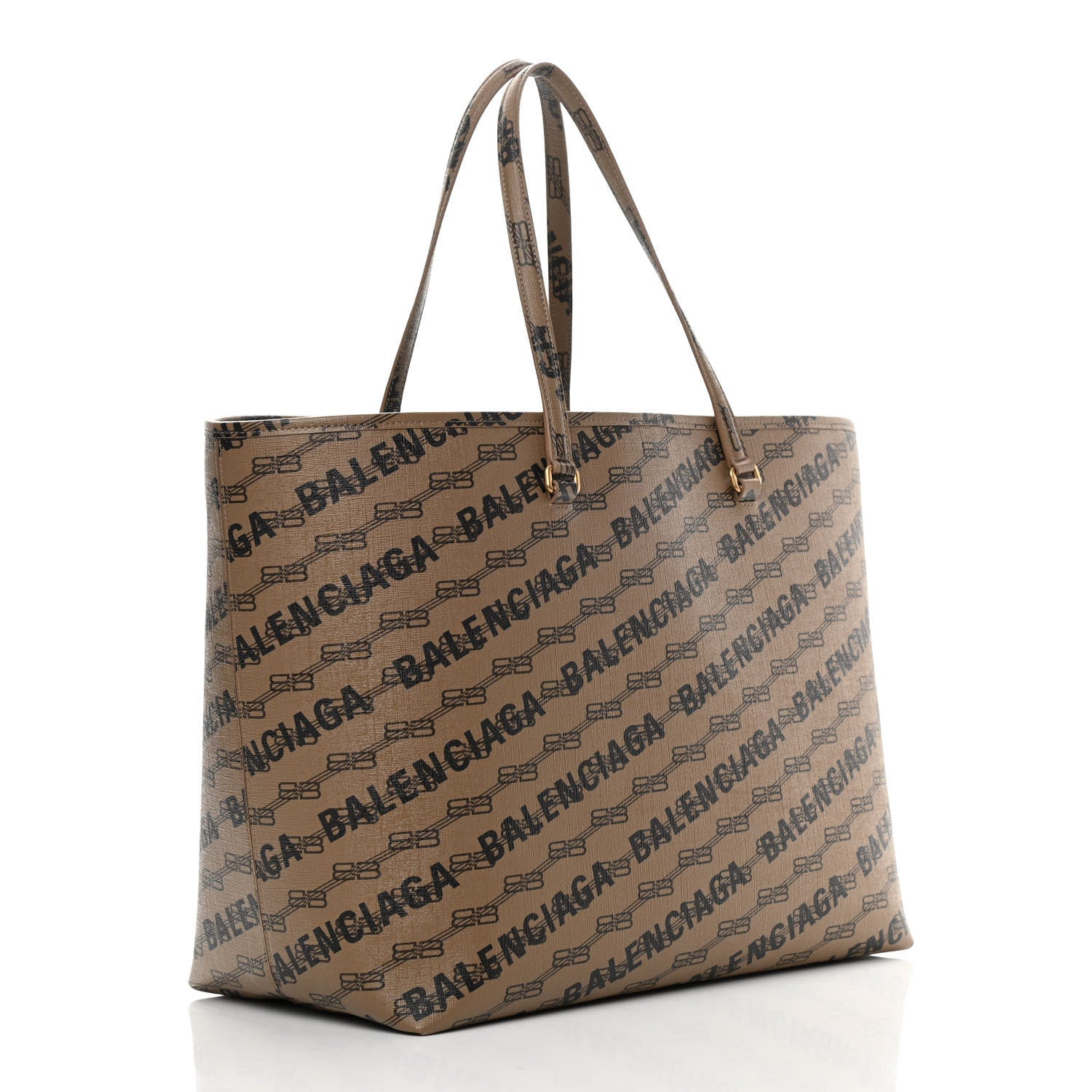 Balenciaga Coated Canvas BB Monogram Allover Logo Signature Tote Beige Brown Black 3 of 11
